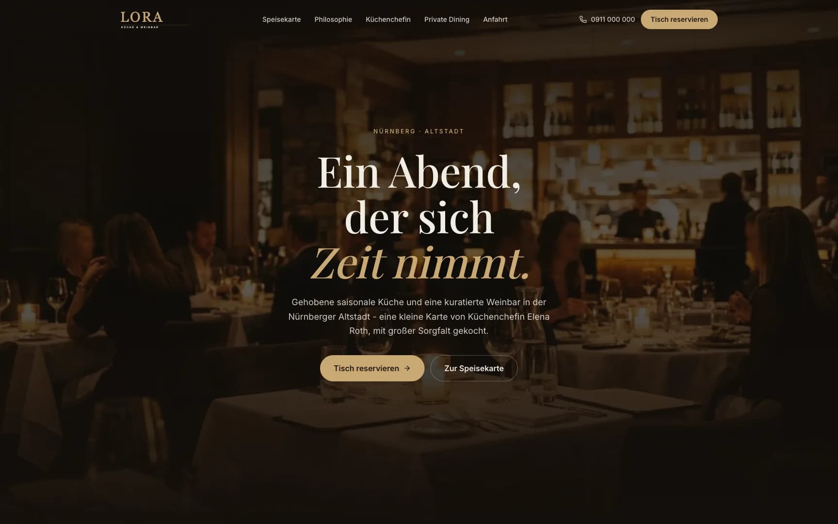 LORA - Startseite des Gastronomie-Showcases