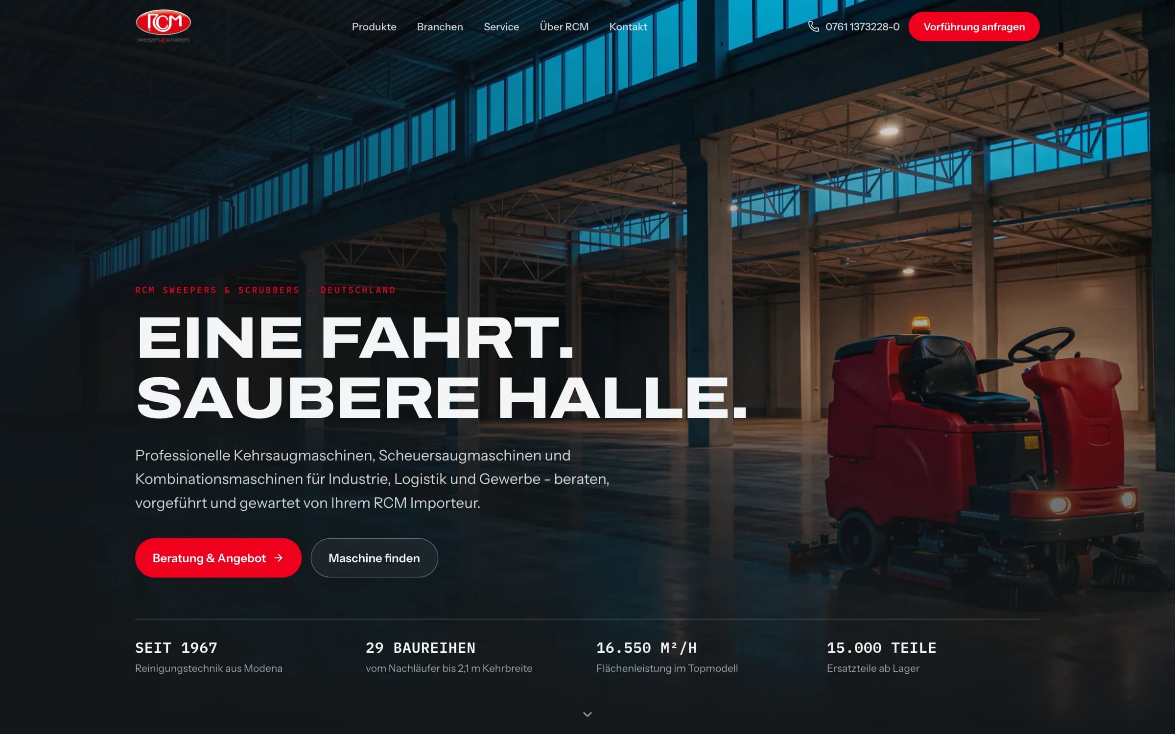 Startseite von rcm-reinigungsmaschinen.de