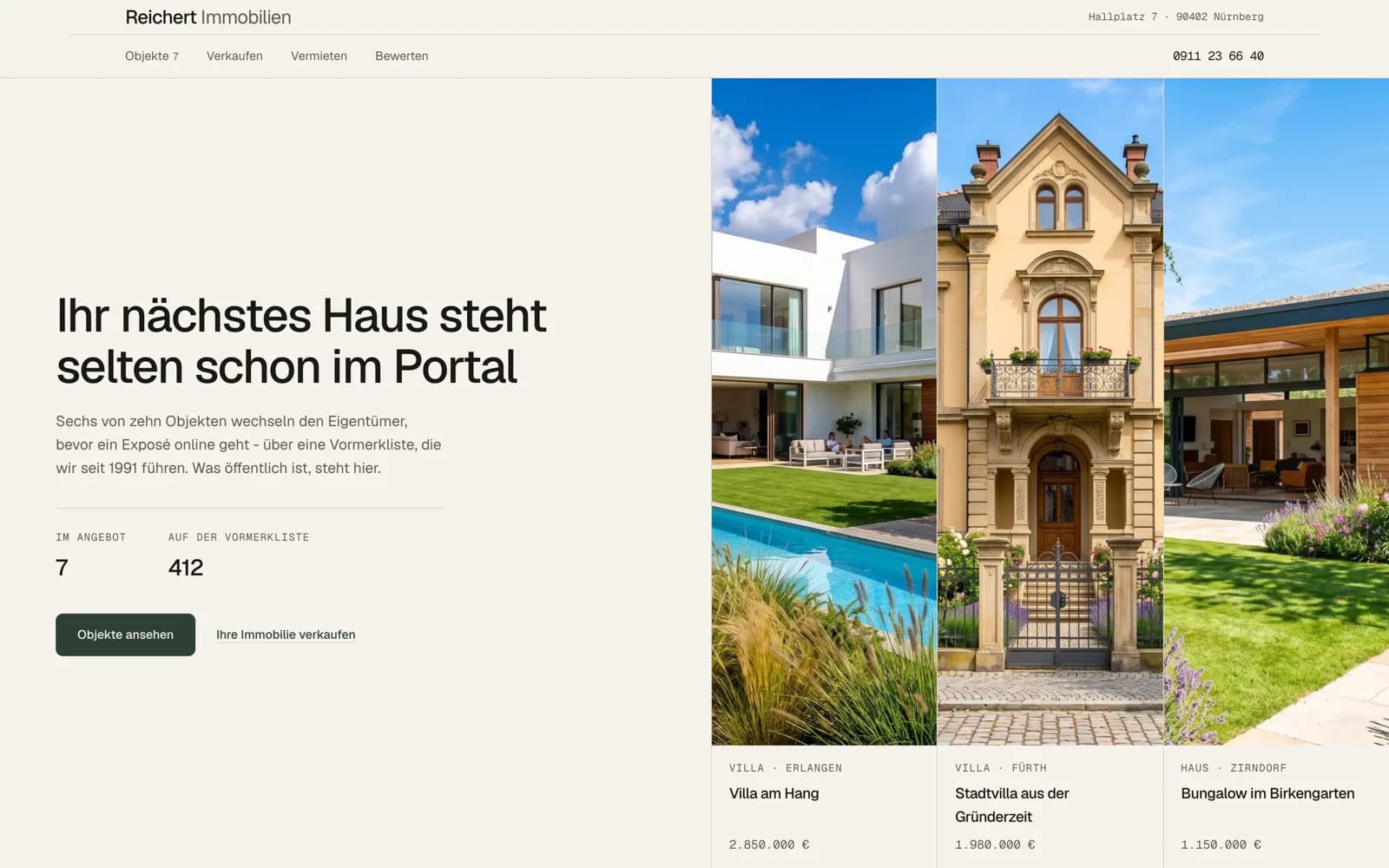 Reichert Immobilien - Branchen-Vorlage, Startseite