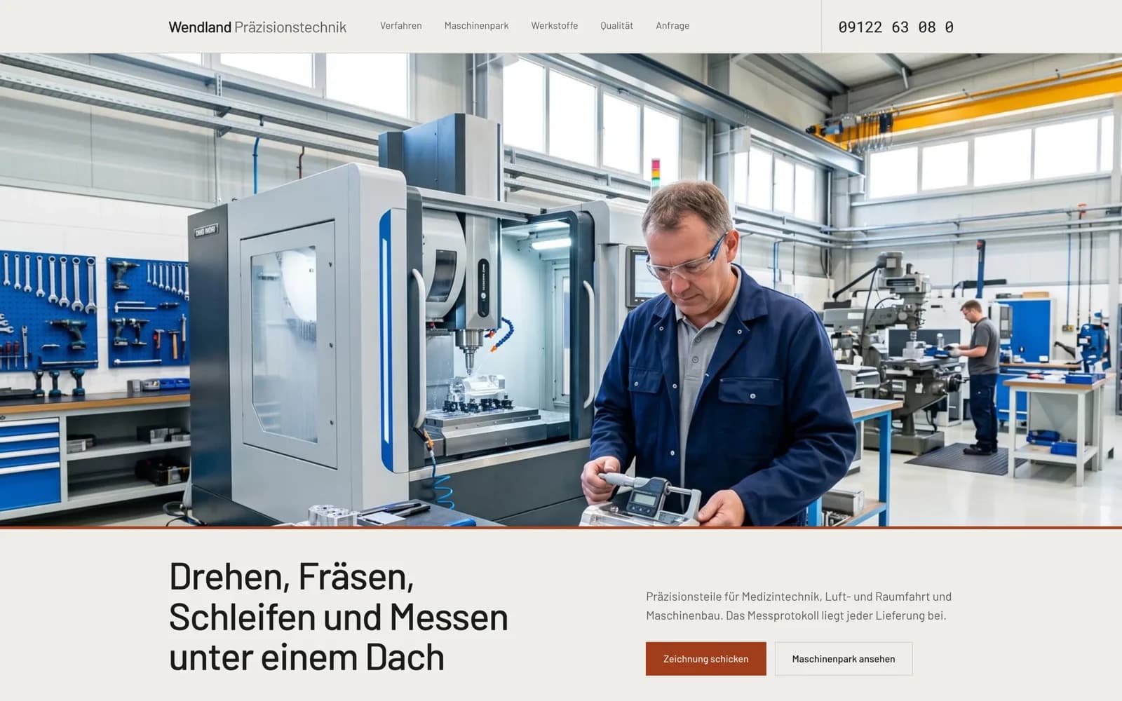 Wendland Präzisionstechnik - Branchen-Vorlage, Startseite