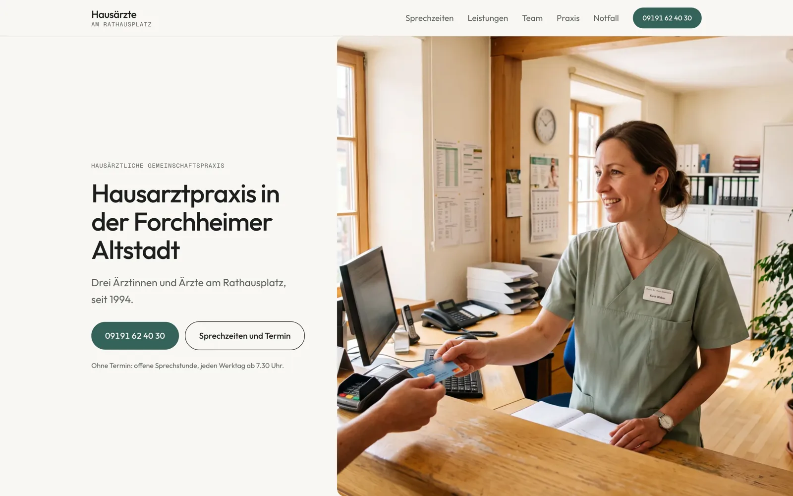 Hausarztpraxis - Startseite der Branchen-Vorlage